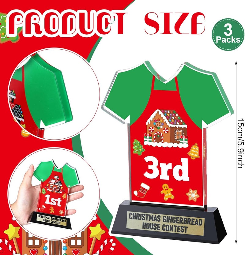 DoubleFill 3 Pcs Christmas Contest Trophy Awards 1st 2nd 3rd Place Competition Kit Party Contest Awards Trophy for Xmas Christmas Party Supplies Prizes, 5.1 Inch - Image 2
